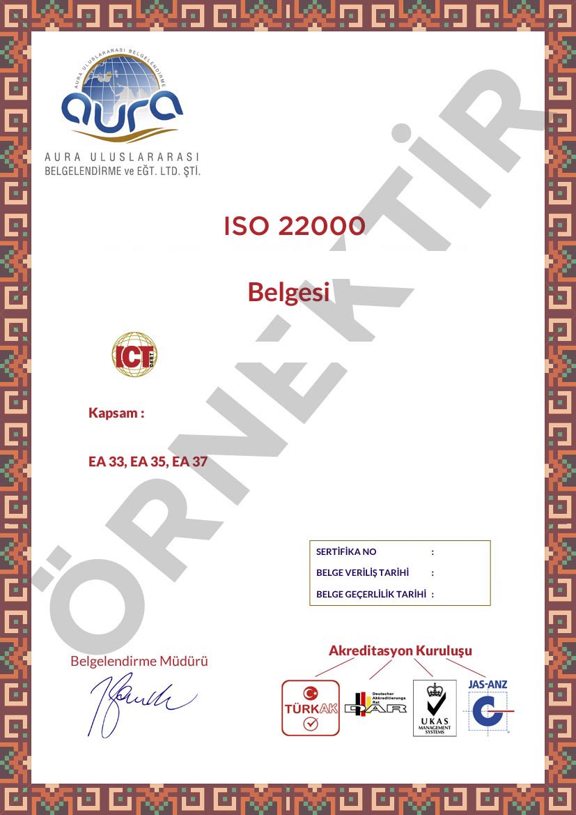 ISO 22000 Kalite Belgesi